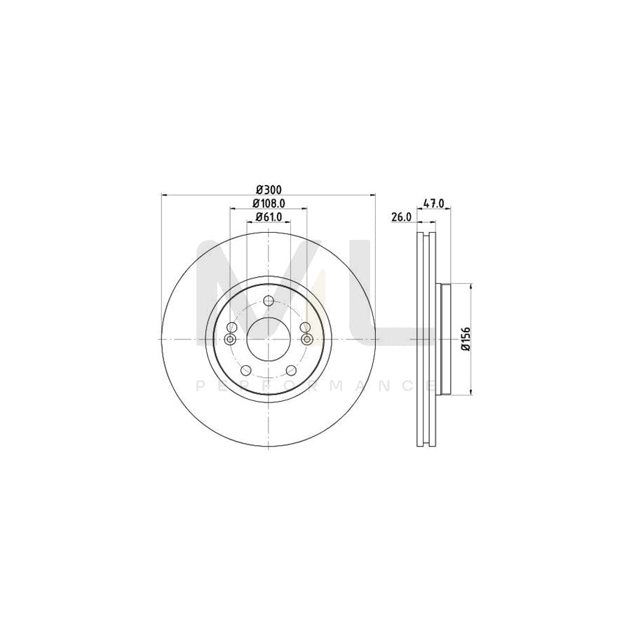 HELLA PRO 8DD 355 109-301 Brake Disc for RENAULT LAGUNA Externally Vented, Coated, without wheel hub, without wheel studs