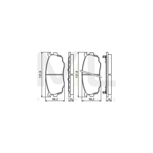 Bosch 0986494258 Brake Pad Set With Acoustic Wear Warning, With Anti-Squeak Plate BP1130 | ML Performance Car Parts