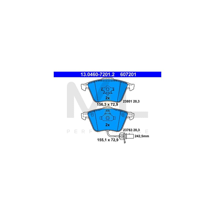 ATE 13.0460-7201.2 Brake pad set incl. wear warning contact
