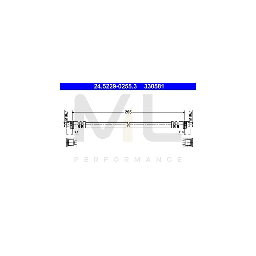 ATE 24.5229-0255.3 Brake Hose 255mm