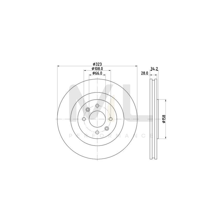 HELLA PRO 8DD 355 120-401 Brake Disc Internally Vented, Coated, without wheel hub, without wheel studs