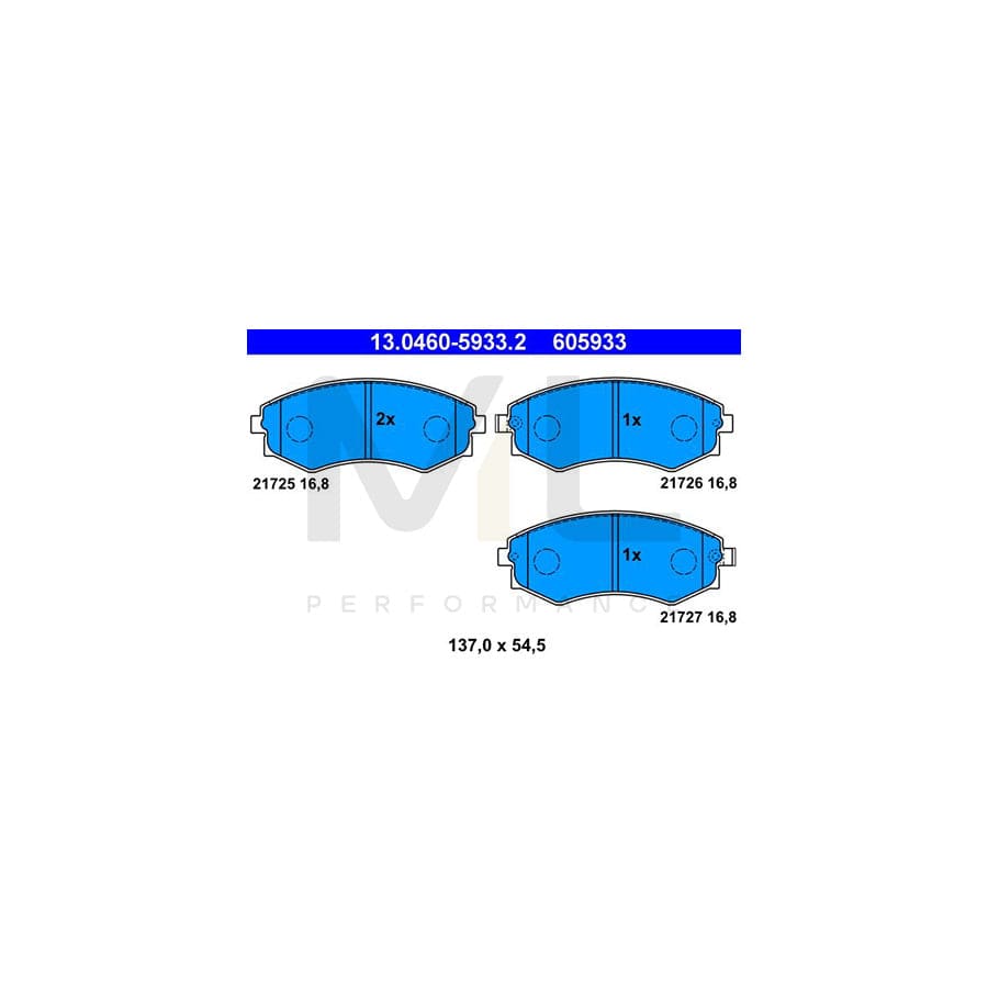 ATE 13.0460-5933.2 Brake pad set with acoustic wear warning