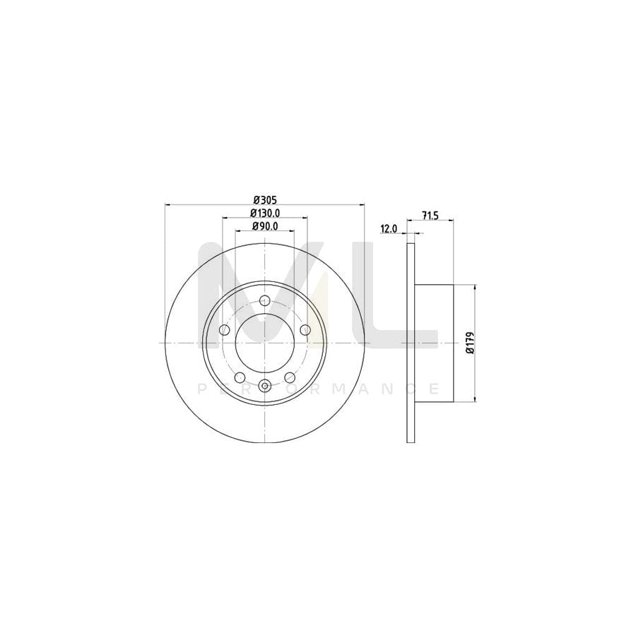 HELLA PRO High Carbon 8DD 355 129-201 Brake Disc Solid, Coated, High-carbon, without wheel hub, without wheel studs