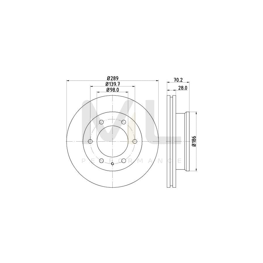 HELLA PRO High Carbon 8DD 355 129-181 Brake Disc Internally Vented, Coated, High-carbon, without wheel hub, without wheel studs