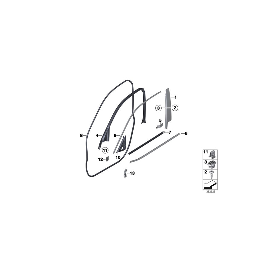 Genuine BMW 51317220514 F25 Window Frame Cover, Front Right Door SW-HGL (Inc. X3) | ML Performance US Car Parts