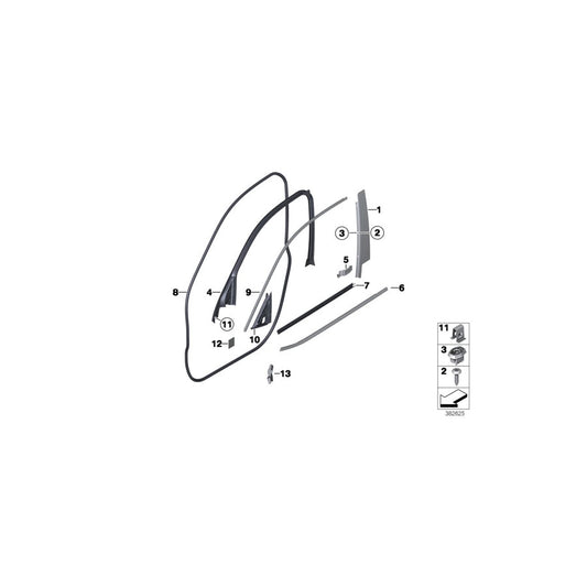 Genuine BMW 51317220509 F25 Window Frame Cover, Front Left Door ALU-MATT (Inc. X3) | ML Performance US Car Parts