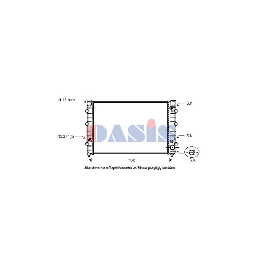 AKS Dasis 480070N Engine Radiator for Audi A8 D2 (4D2, 4D8)