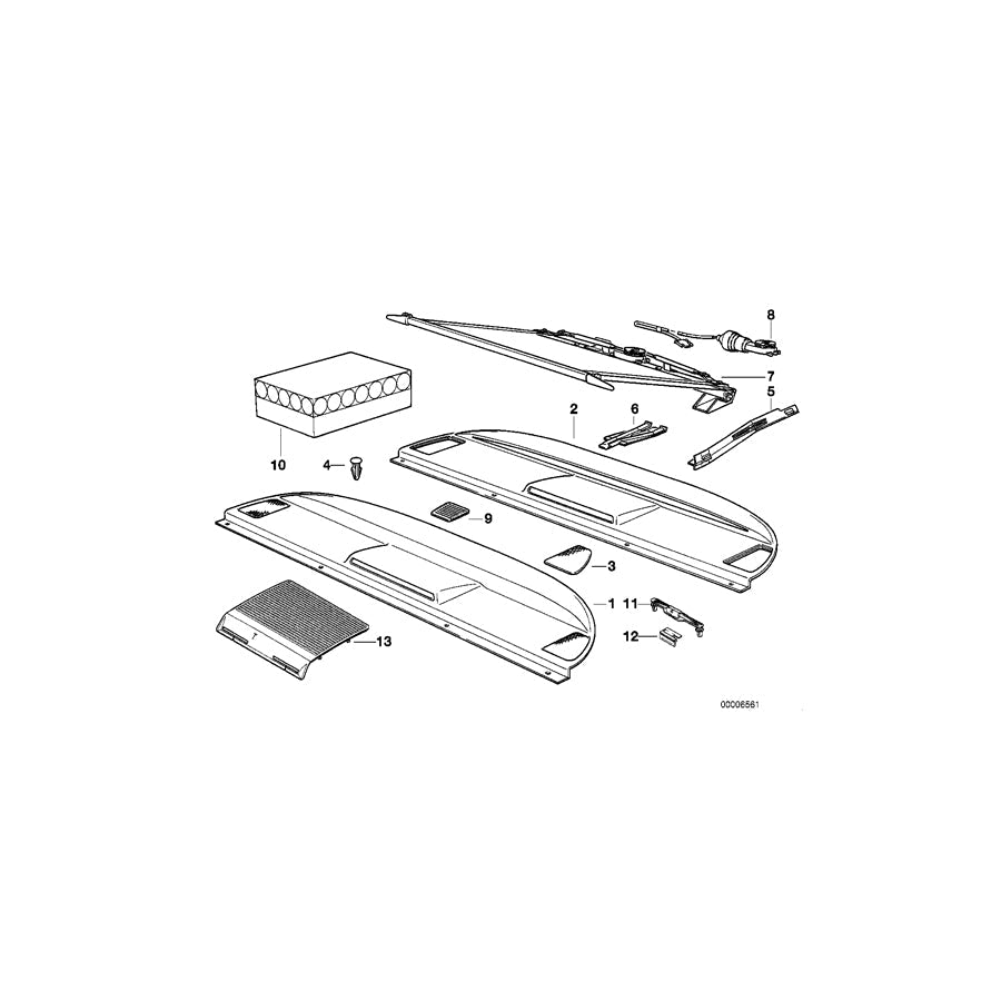Genuine BMW 51468164977 E31 Rear Window Shelf SCHWARZ (Inc. 840i, 850Ci & 850CSi) | ML Performance US Car Parts