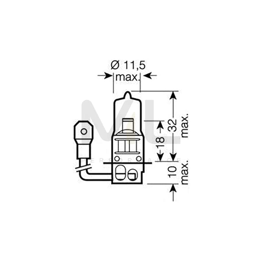 OSRAM 62201 Bulb, spotlight H3 12V 100W PK22s 3200K Halogen