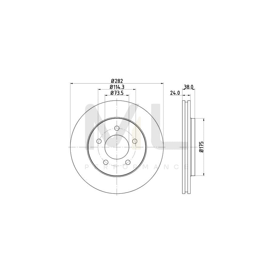 HELLA 8DD 355 107-931 Brake Disc Internally Vented, without wheel hub, without wheel studs