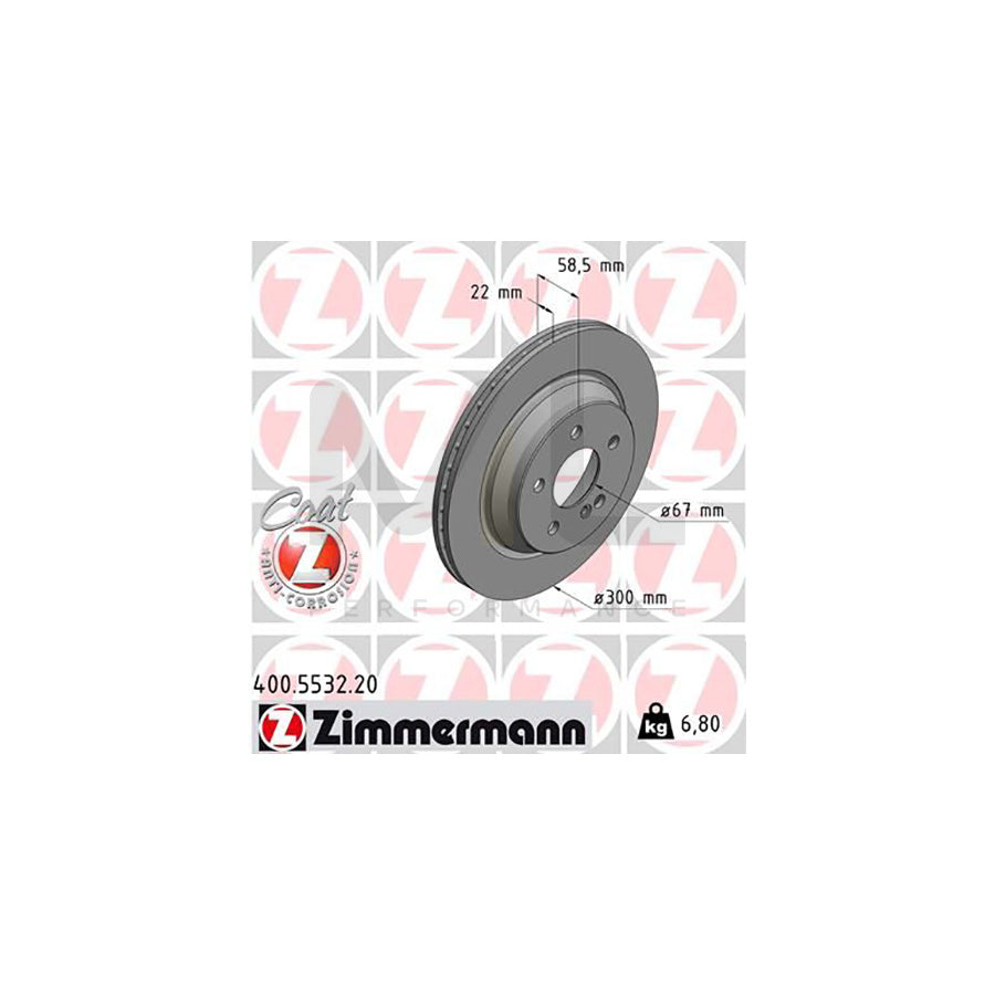 ZIMMERMANN COAT Z 400.5532.20 Brake Disc Internally Vented, Coated  - 1 piece
