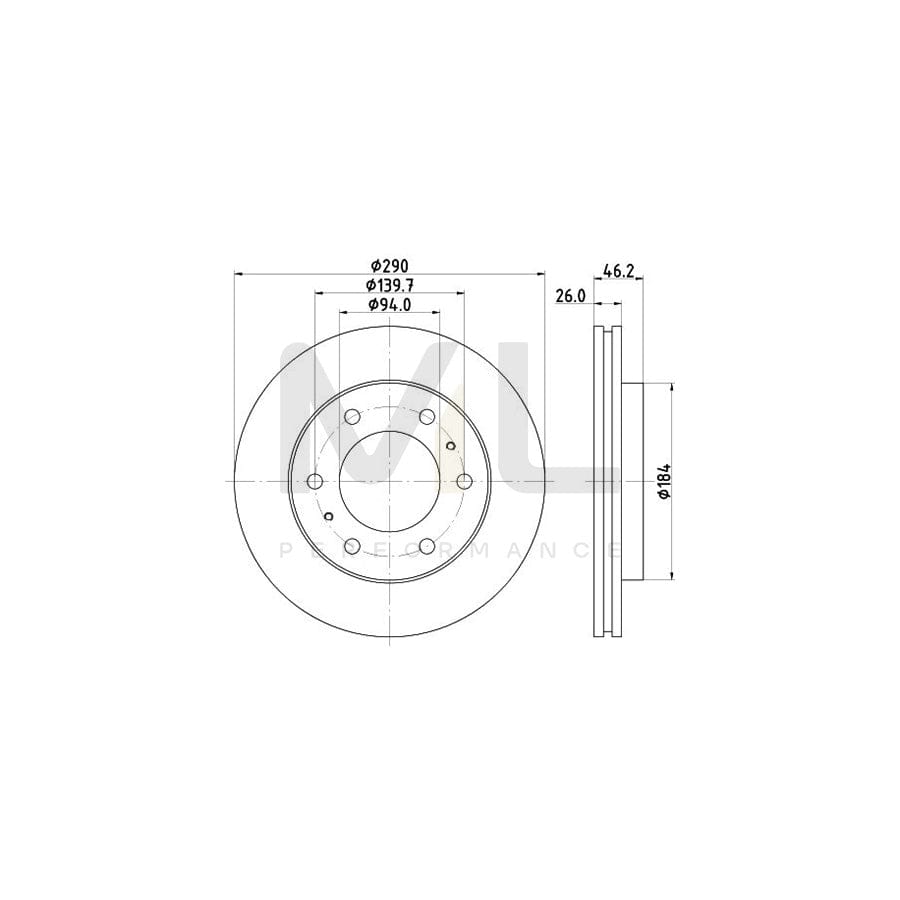 HELLA PRO 8DD 355 118-631 Brake Disc Internally Vented, Coated, without wheel hub, without wheel studs