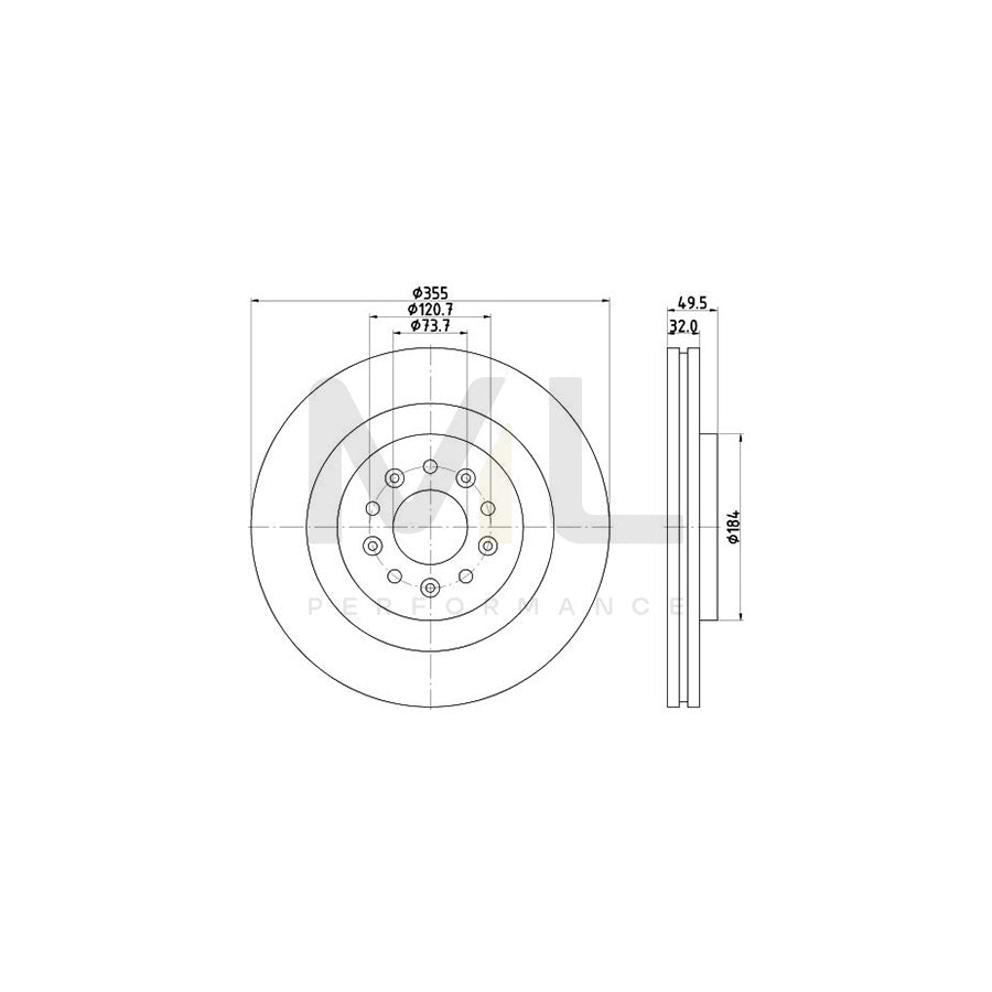 HELLA PRO High Carbon 8DD 355 129-271 Brake Disc Internally Vented, Coated, High-carbon, without wheel hub, without wheel studs