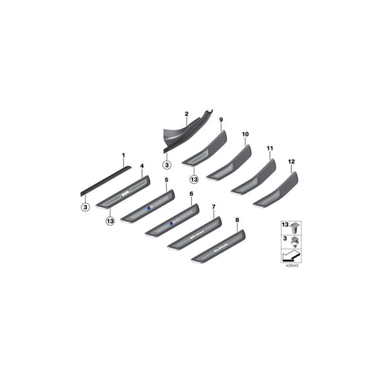 Genuine BMW 51477289876 Cover Molding, Sill, Inner Front Right ELFENBEINWEISS (Inc. 650iX, 640d & 650iX 4.0) | ML Performance US