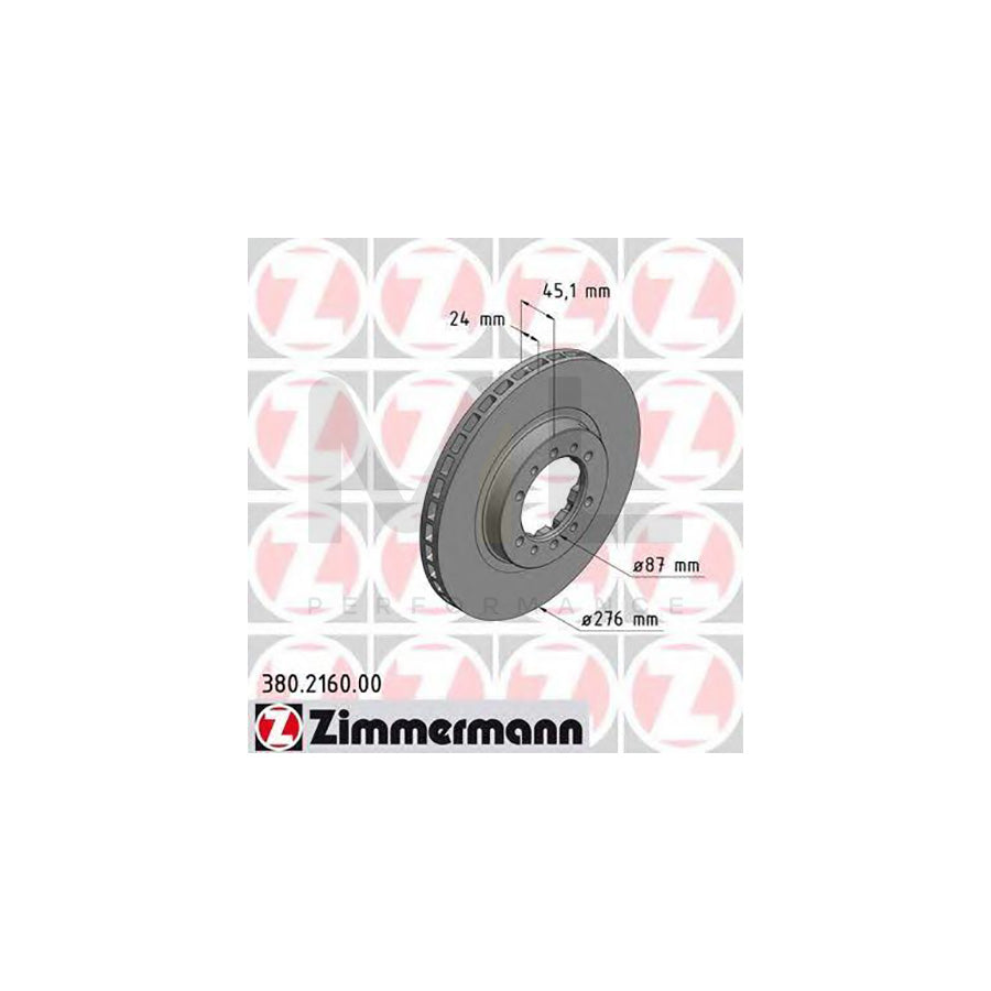 ZIMMERMANN 380.2160.00 Brake Disc Internally Vented  - 1 piece