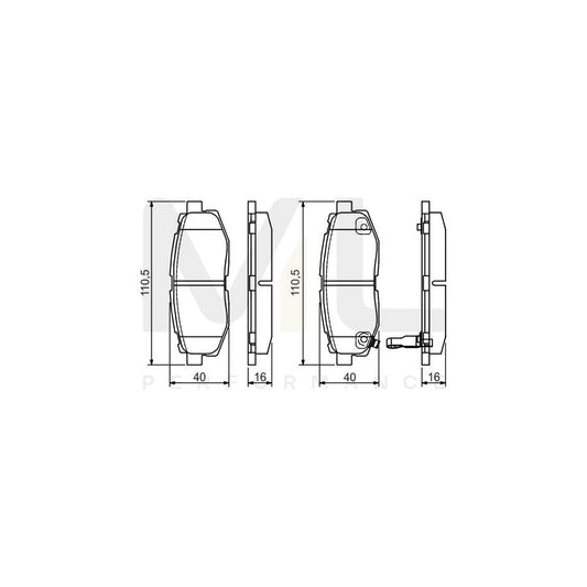 Bosch 0986495135 Brake Pad Set With Acoustic Wear Warning, With Mounting Manual BP1549 | ML Performance Car Parts