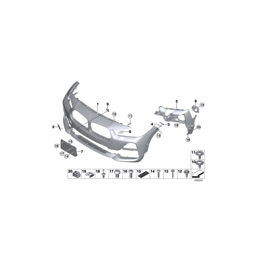 Genuine BMW 51117499489 F39 Cover, Headlight Washer, Primed, Left (Inc. X2 20d, X2 16d & X2 M35iX) | ML Performance US Car Parts