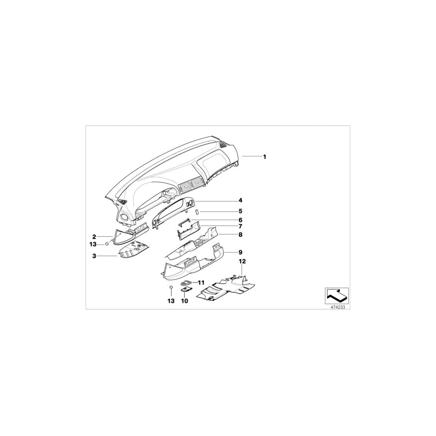 Genuine BMW 51458253405 E39 Lower Left Dashboard Storage Compartment GRAU (Inc. 540iP, 530d & 535i) | ML Performance US Car Parts