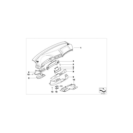 Genuine BMW 51458253405 E39 Lower Left Dashboard Storage Compartment GRAU (Inc. 540iP, 530d & 535i) | ML Performance US Car Parts