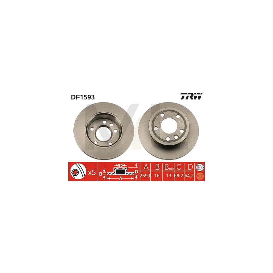 TRW DF1593 Brake Disc Solid, Painted | ML Performance Car Parts