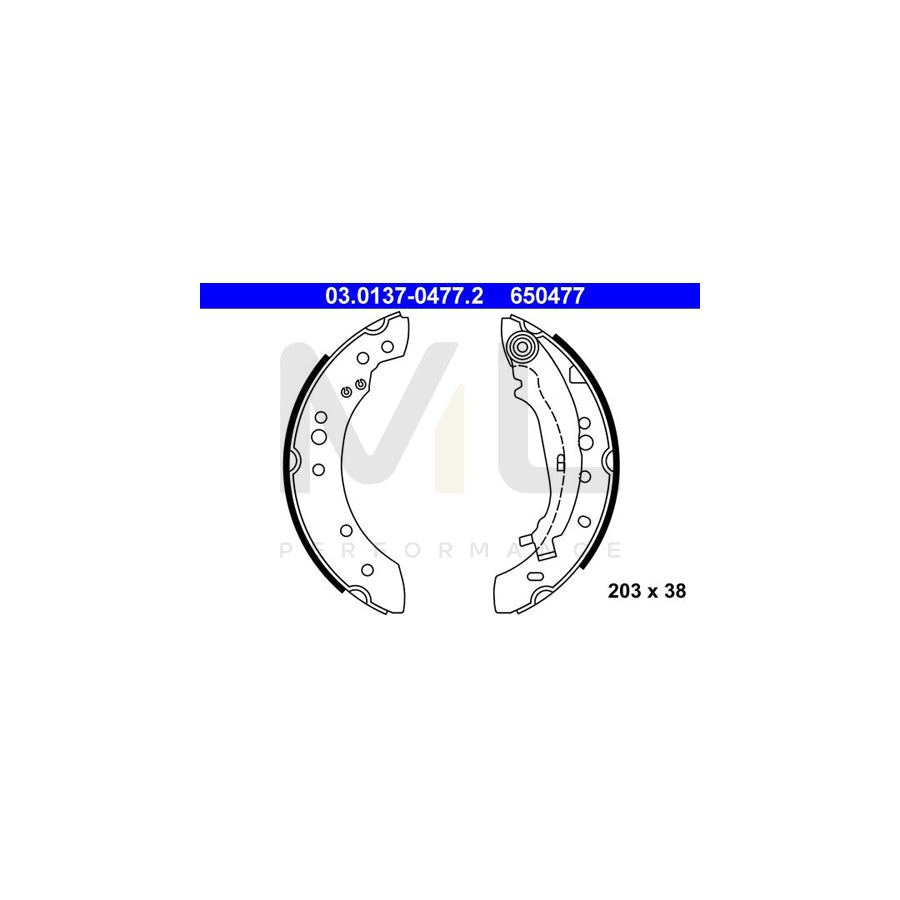 ATE 03.0137-0477.2 Brake Shoe Set with lever