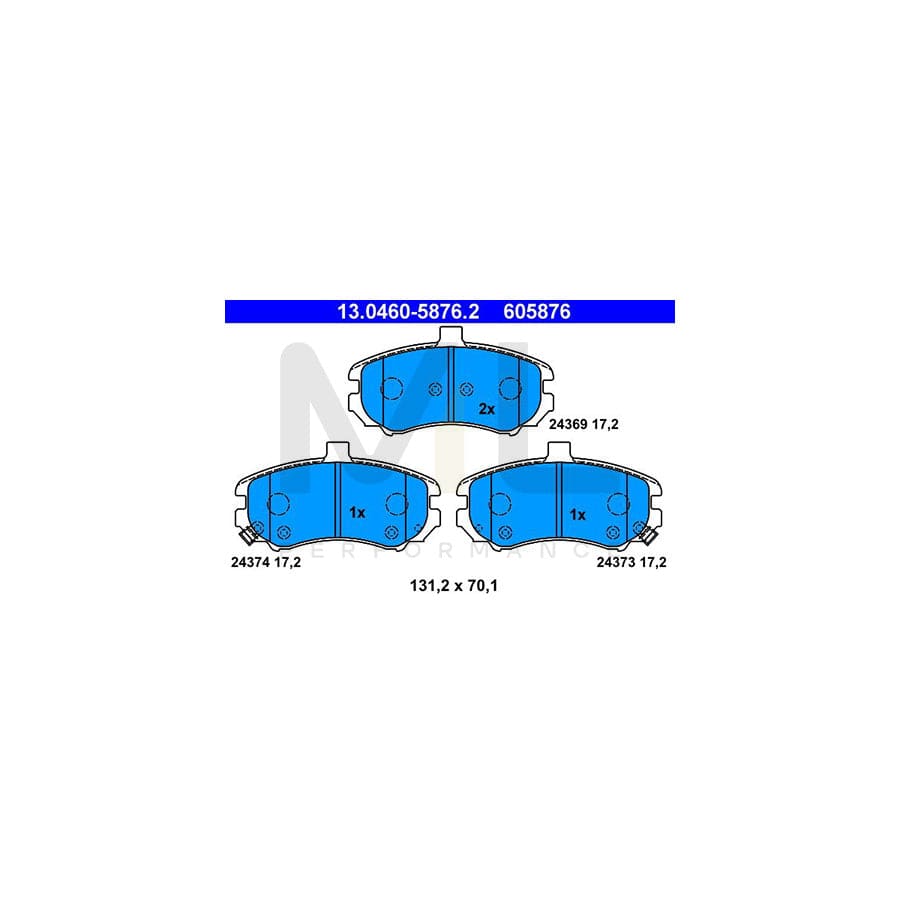 ATE 13.0460-5876.2 Brake pad set for HYUNDAI ELANTRA with acoustic wear warning