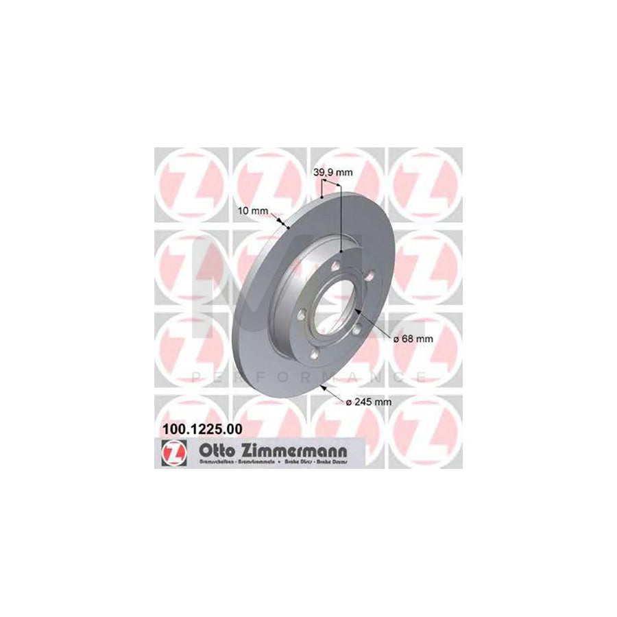 ZIMMERMANN 100.1225.00 Brake Disc Solid  - 1 piece