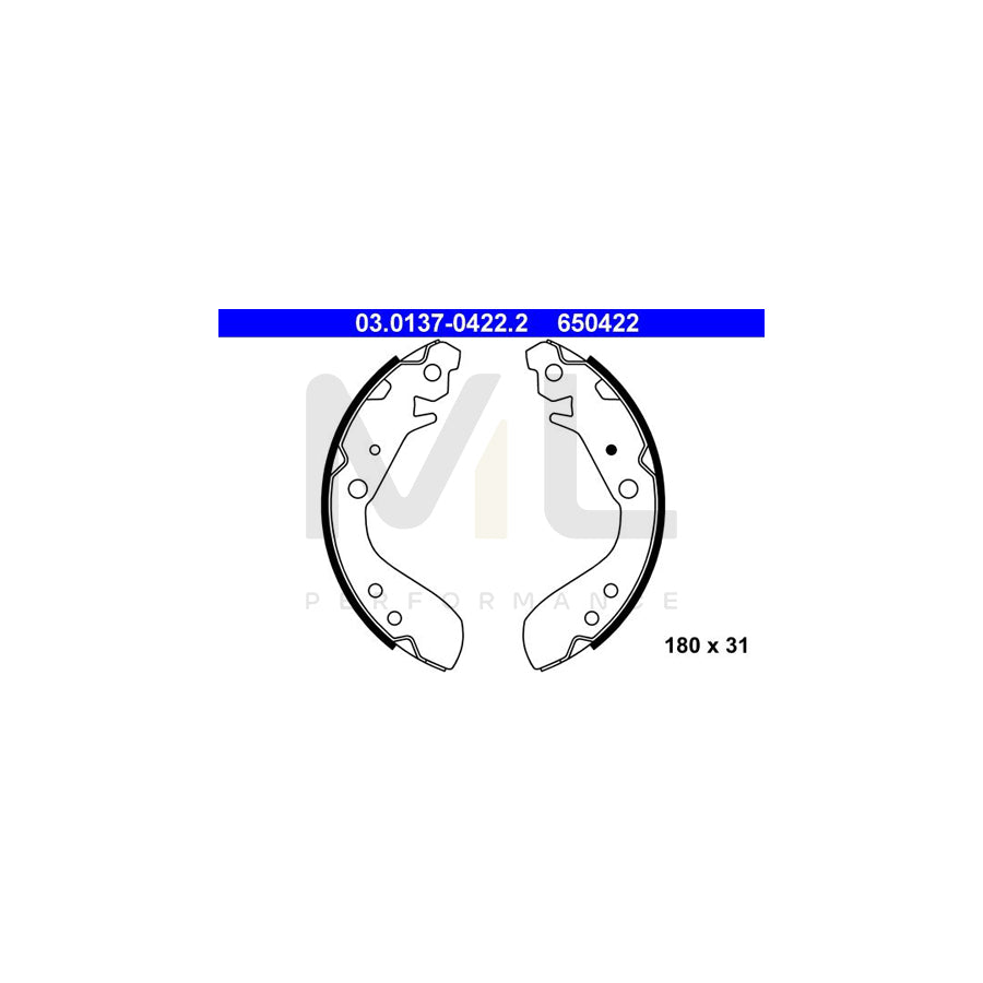 ATE 03.0137-0422.2 Brake Shoe Set for HONDA Jazz Hatchback (GD, GE3, GE2) without lever