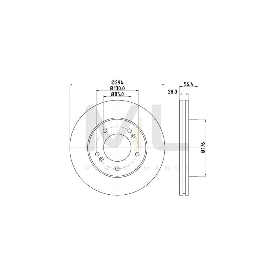 HELLA PRO 8DD 355 116-471 Brake Disc Internally Vented, Coated, without wheel hub, without wheel studs