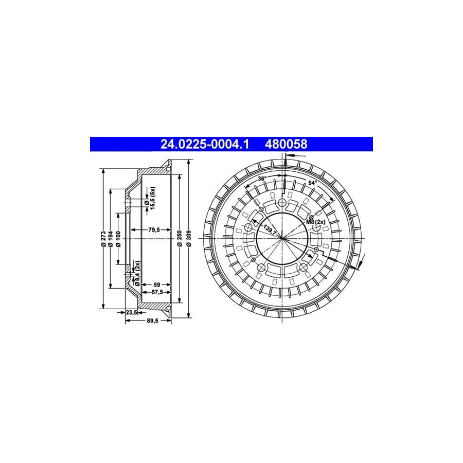 ATE 24.0225-0004.1 Brake Drum for Lada Niva