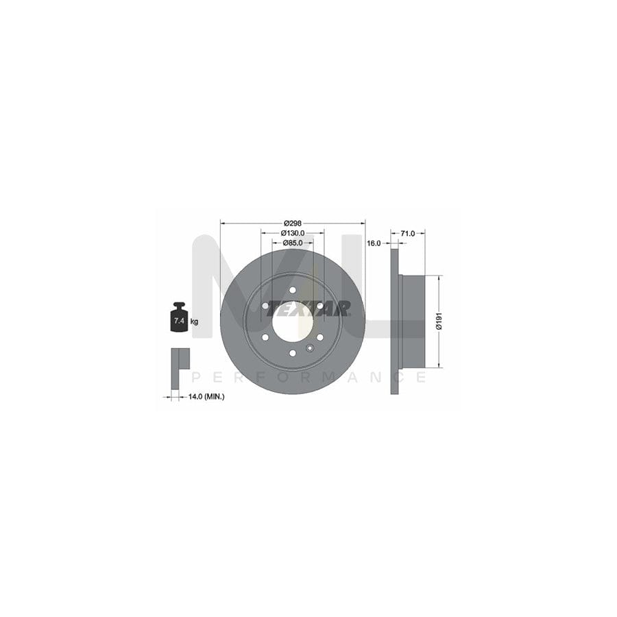TEXTAR 93143300 Brake Disc Solid, without wheel hub, without wheel studs | ML Performance Car Parts