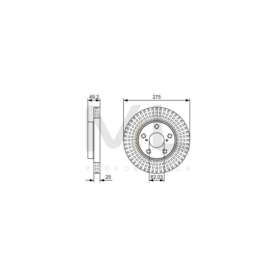 BOSCH 0 986 479 U19 Brake Disc Vented, Oiled | ML Performance Car Parts