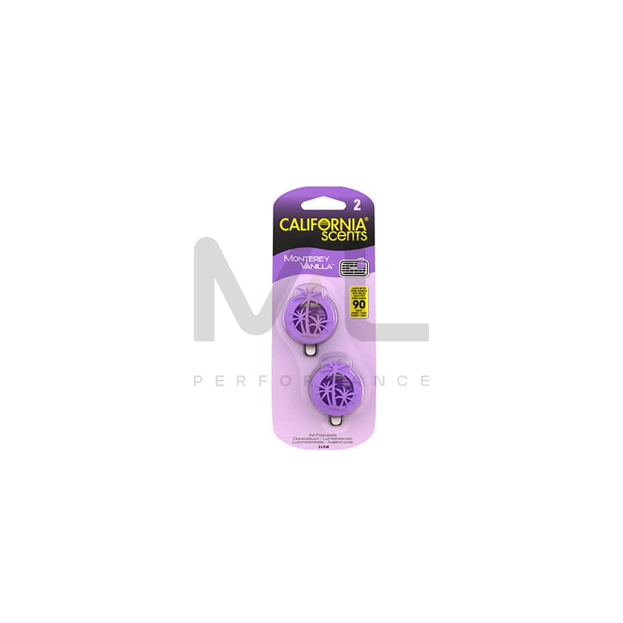 California Scents 2pc. Mini Diffuser Car Air Freshener - Monterey Vanilla
