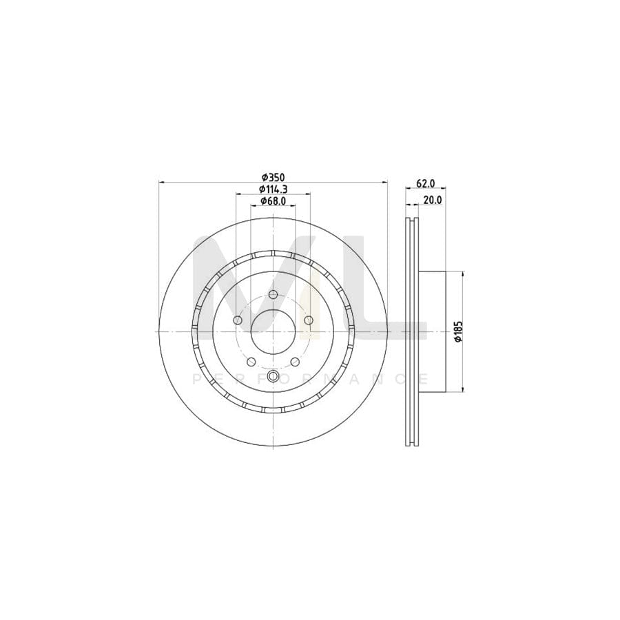 HELLA PRO 8DD 355 122-261 Brake Disc Externally Vented, Coated, without wheel hub, without wheel studs