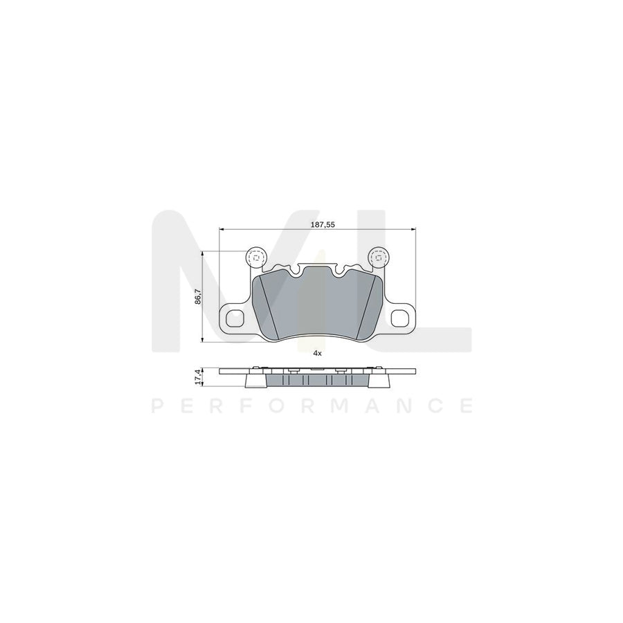 Bosch 0986424926 Brake Pad Set With Anti-Squeak Plate, With Mounting Manual BP2544 | ML Performance Car Parts