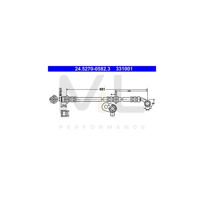 ATE 24.5270-0582.3 Brake Hose for HONDA CR-V II (RD) 581mm, M10x1