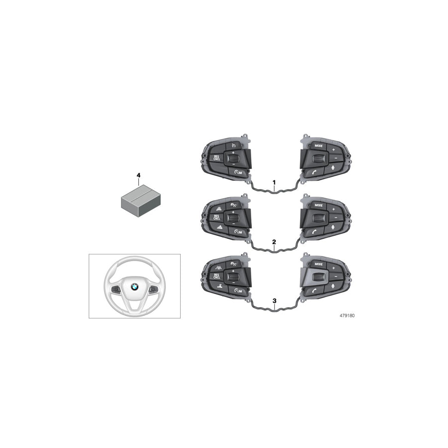 Genuine BMW 61319388742 G11 G30 G12 Switch, Multifunct. Steering Wheel (Inc. 540dX, 530dX & 740LiX) | ML Performance US