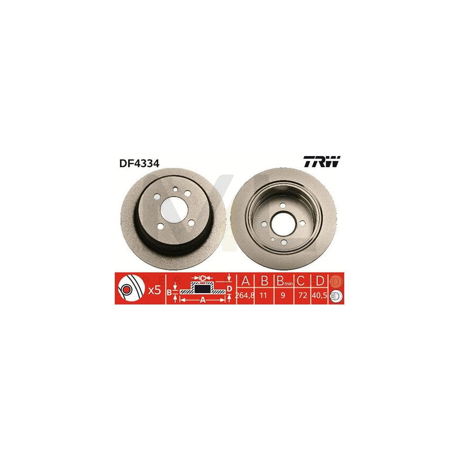 TRW DF4334 Brake Disc for BMW 3 Saloon (E30) Solid, Painted | ML Performance Car Parts