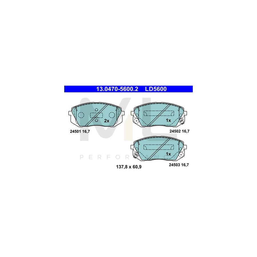 ATE 13.0470-5600.2 Brake pad set with acoustic wear warning