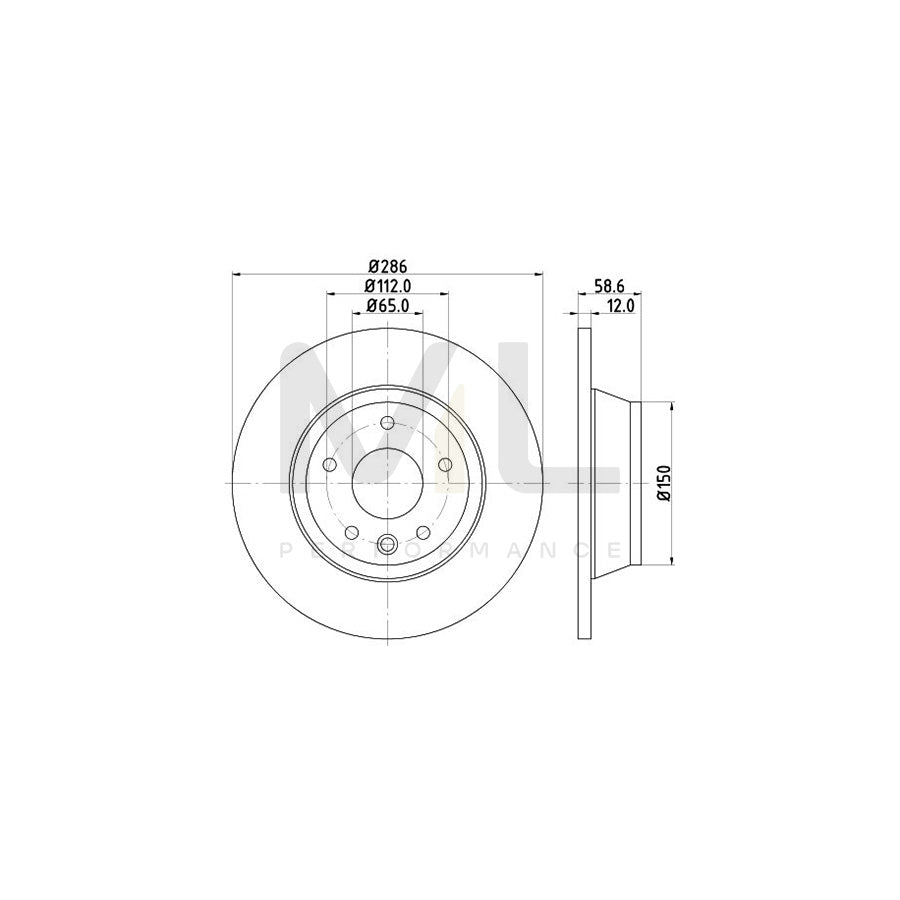 HELLA PRO 8DD 355 113-841 Brake Disc for AUDI TT Solid, Coated, without wheel hub, without wheel studs
