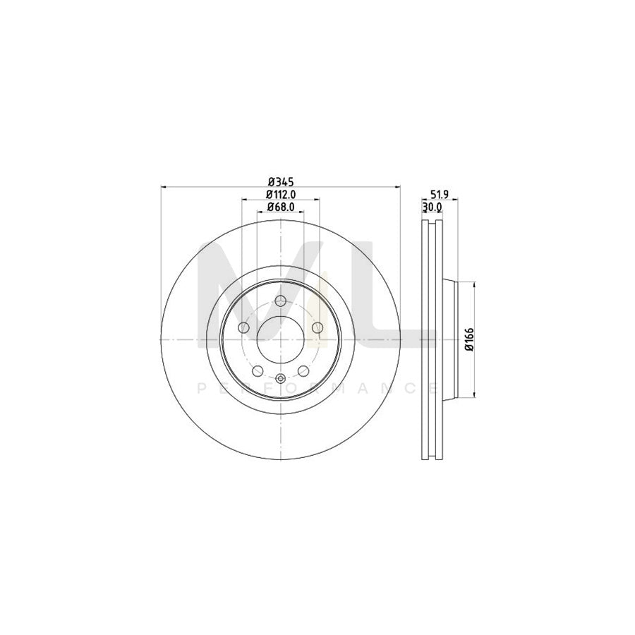 HELLA PRO High Carbon 8DD 355 129-221 Brake Disc Internally Vented, Coated, High-carbon, without wheel hub, without wheel studs