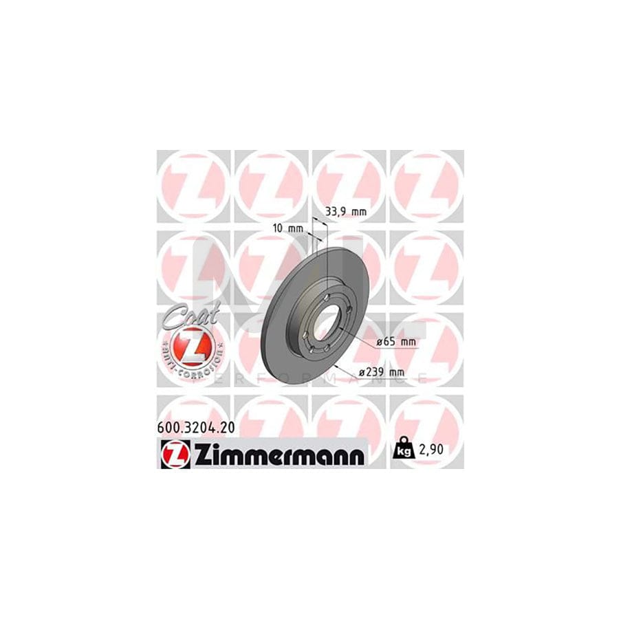 ZIMMERMANN COAT Z 600.3204.20 Brake Disc Solid, Coated  - 1 piece