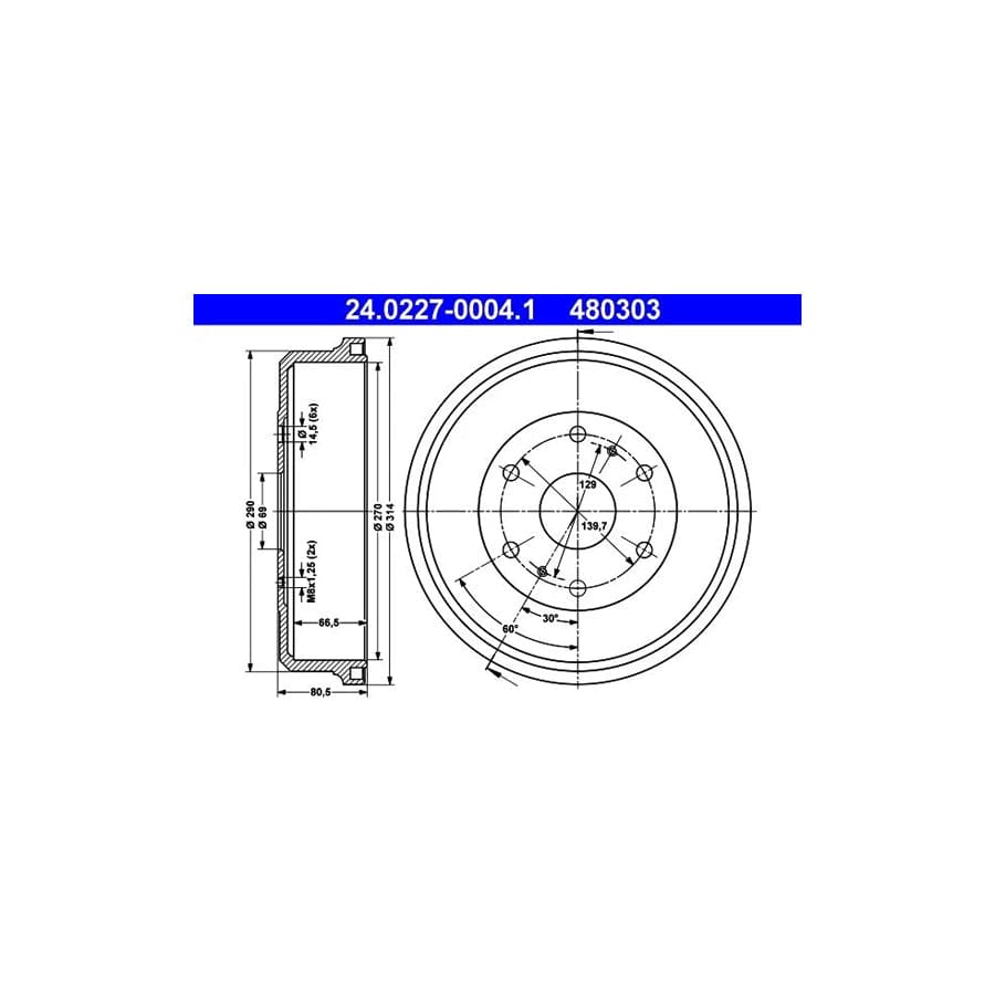 ATE 24.0227-0004.1 Brake Drum for Toyota Hiace