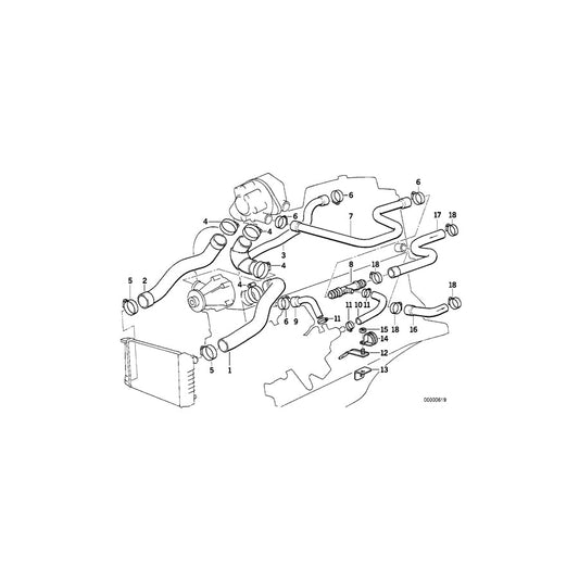 Genuine BMW 11532241078 E30 Water Hose (Inc. 324d & 324td) | ML Performance US Car Parts