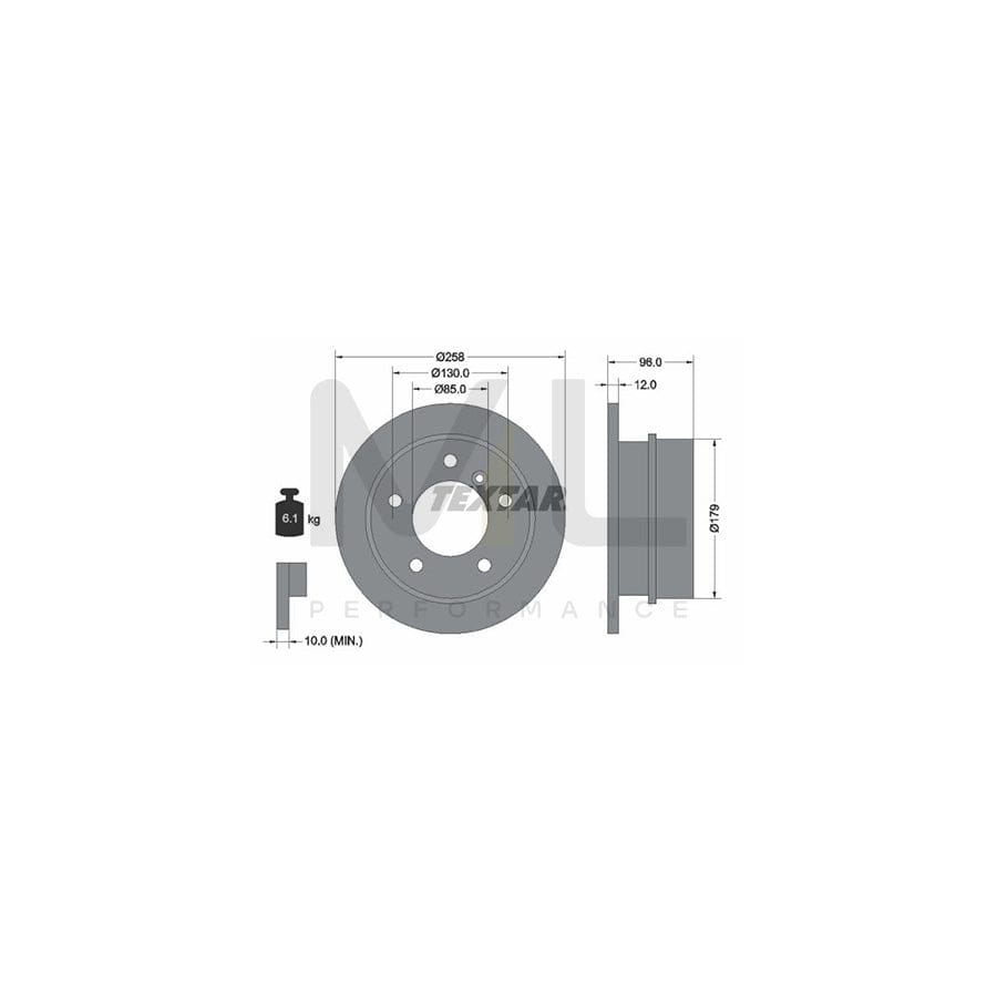 TEXTAR 92073400 Brake Disc Solid, without wheel hub, without wheel studs | ML Performance Car Parts