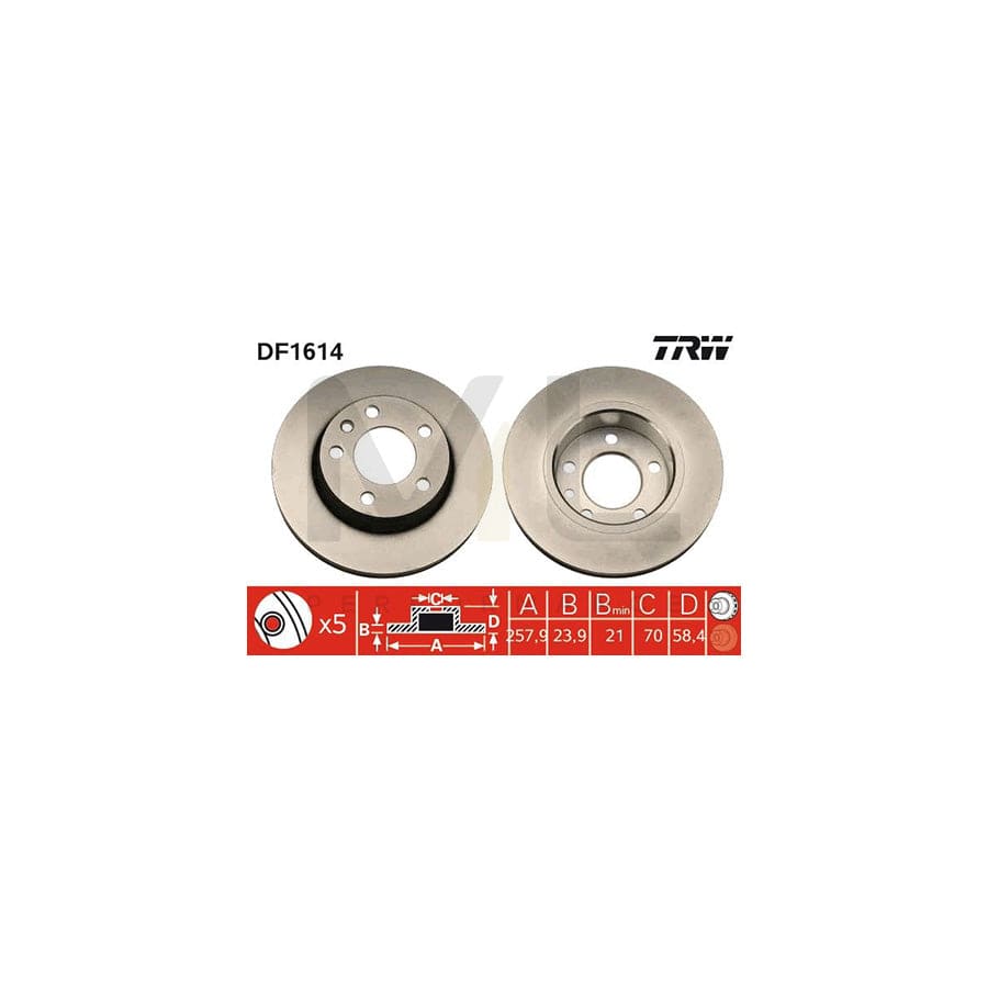TRW DF1614 Brake Disc Vented, Painted, High-carbon | ML Performance Car Parts