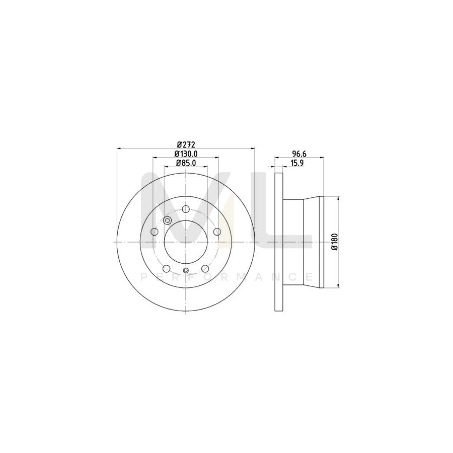 HELLA PRO High Carbon 8DD 355 128-411 Brake Disc Solid, Coated, High-carbon, without wheel hub, without wheel studs