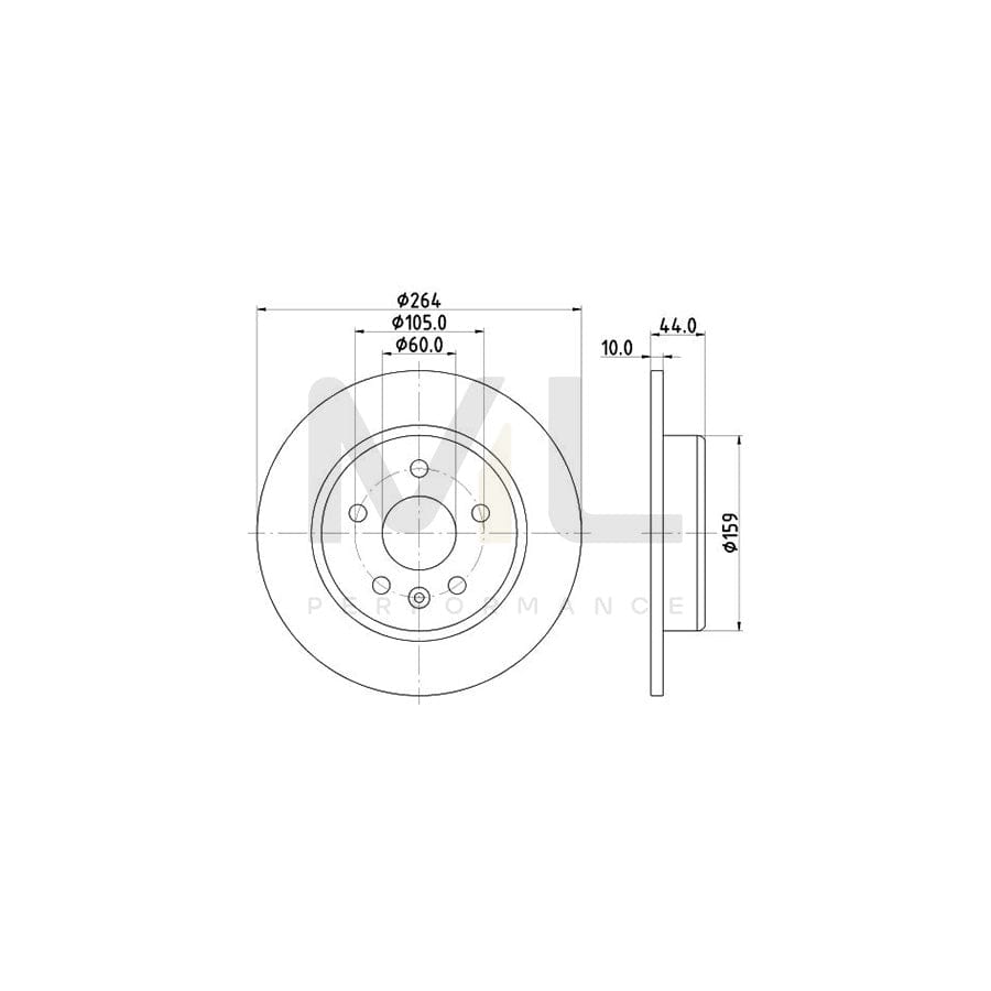 HELLA PRO 8DD 355 122-751 Brake Disc Solid, Coated, without wheel hub, without wheel studs