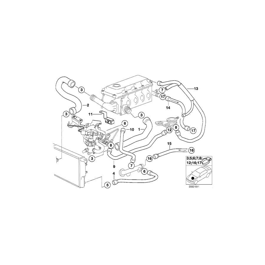 Genuine BMW 11531743796 E36 Water Hose (Inc. 316g) | ML Performance US Car Parts