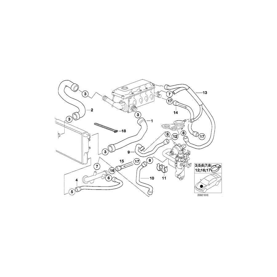 Genuine BMW 11531743684 E34 Water Hose (Inc. 518g & 518i) | ML Performance US Car Parts